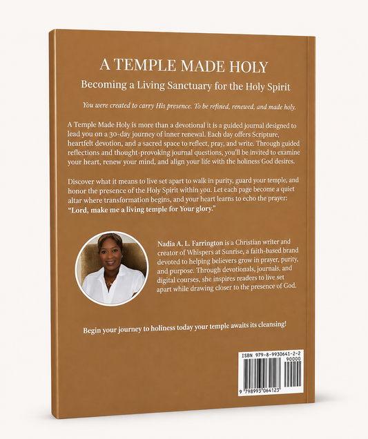 The back cover of A TEMPLE MADE HOLY: Becoming a Living Sanctuary for the Holy Spirit.