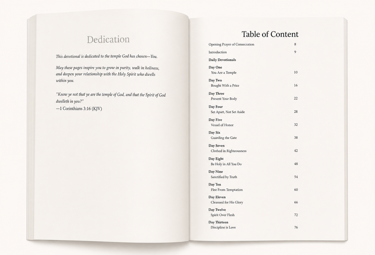 A Temple Made Holy: peak into the Table of Contents 