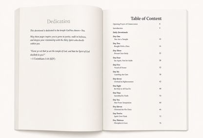 A Temple Made Holy: peak into the Table of Contents 